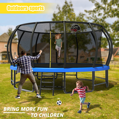 16FT Outdoor Trampoline for Kids and Adults, Pumpkin Trampolines with Curved Poles,Heavy Duty Trampoline Anti-Rust Coating ASTM Approval image 4