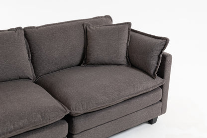 Modern 2seats 77.95"Sectional Sofa with Waist Pillows,2-seat Upholstered Symmetrical Sofa Furniture,Sleeper Sofa Couch with Chaise Lounge for Living Room,Apartment,3 Color image 12