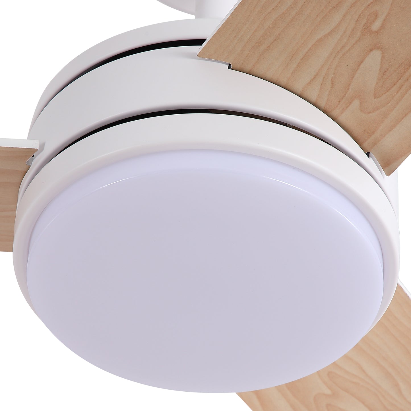 42 in. Indoor White Ceiling Fan with Intergrated LED Light Kit with Remote Control, 3 Plywood Blades and Work with Smart APP image 6