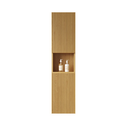 MITCH 59" Tall Bathroom Wall Mounted Cabinet - Corolla Oak Woodgrain - Front View