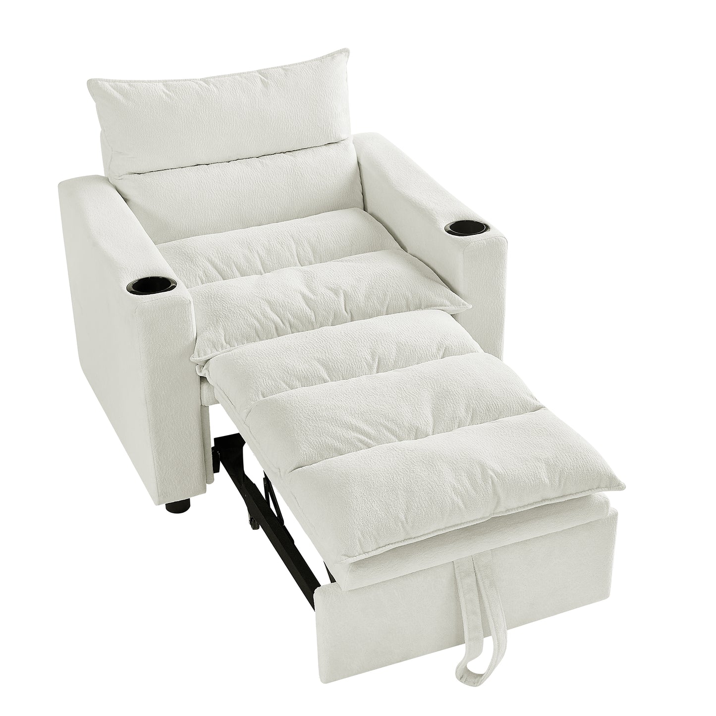 Sleeper Sofa Chair Bed, Convertible Sofa Chair 3-in-1, Adjustable Sleeper Chair Pullout Sofa Bed with Modern Velvet Fabric for Living Room Apartment Small Space, Beige image 4