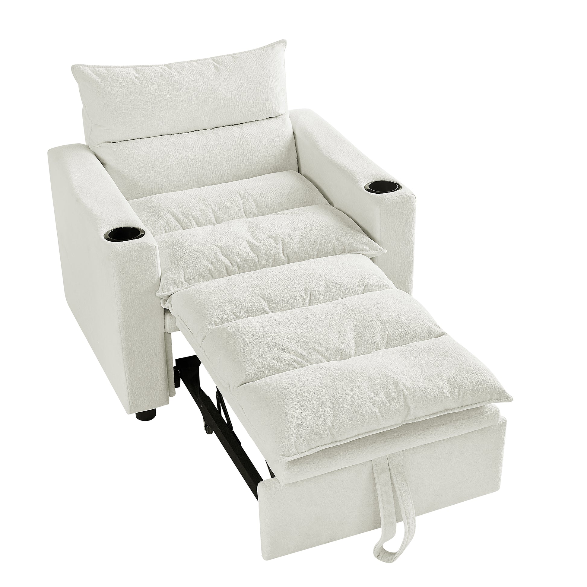 Sleeper Sofa Chair Bed, Convertible Sofa Chair 3-in-1, Adjustable Sleeper Chair Pullout Sofa Bed with Modern Velvet Fabric for Living Room Apartment Small Space, Beige image 4