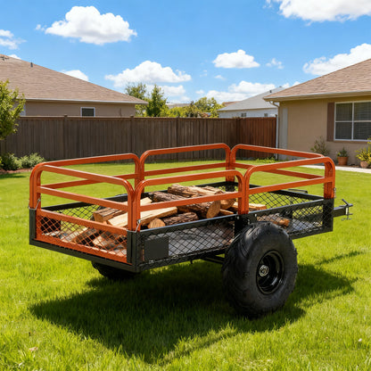 1500LBS Capacity 15 Cubic Feet Dump Cart Trailer, Heavy Duty Tow Behind Hauling & Dumping Wagon for ATV, UTV, Lawn Tractor and Garden Use image 11