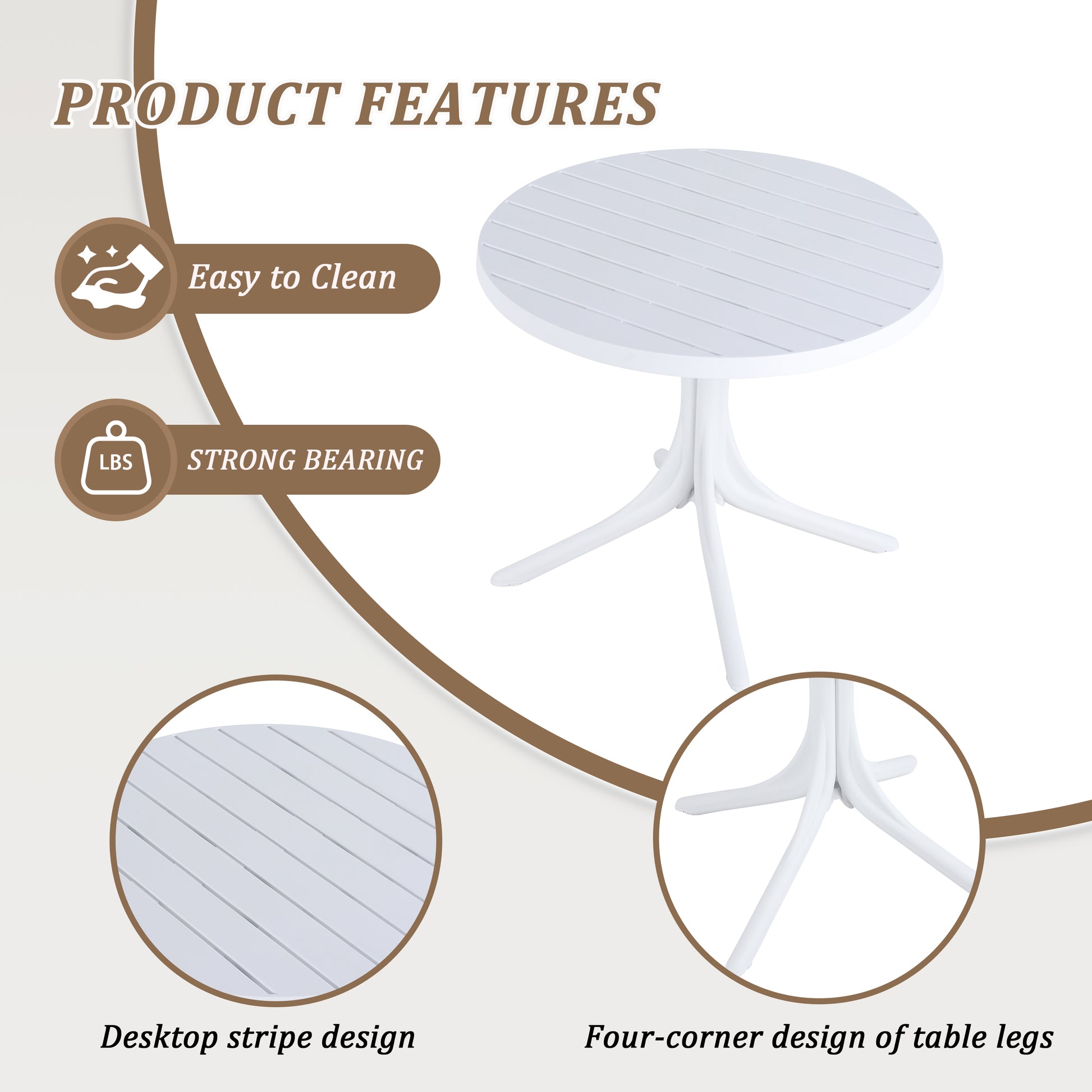 Summer - 4pcs Light Blue Stackable PP Armchair for Indoor/Outdoor Use – Ergonomic Slatted Back with 36 Inch Indoor/Outdoor Modern White Round PP Table image 6