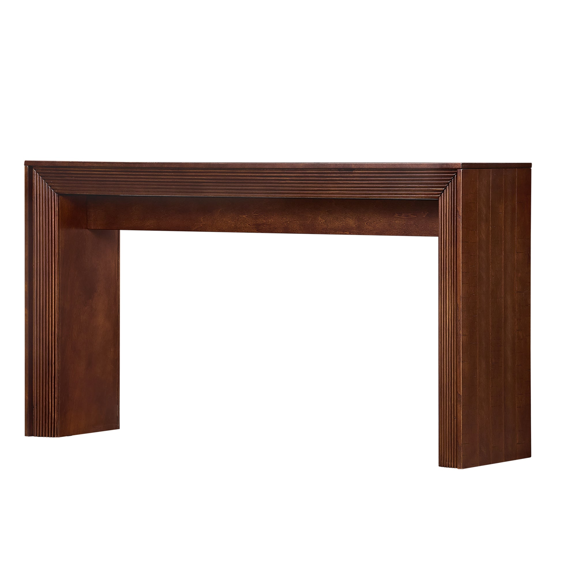 Fluted Counter Height Bar Table Set for 2, Dining Table with Fabric Upholstered Bar Stool with Solid Wood Legs, Dining Table Behind Couch for Breakfast-Walnut image 10