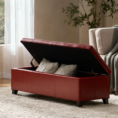 Upholstered PU Leather Storage Ottoman, Solid Wooden Legs (old sku 57742.00RED) image 2