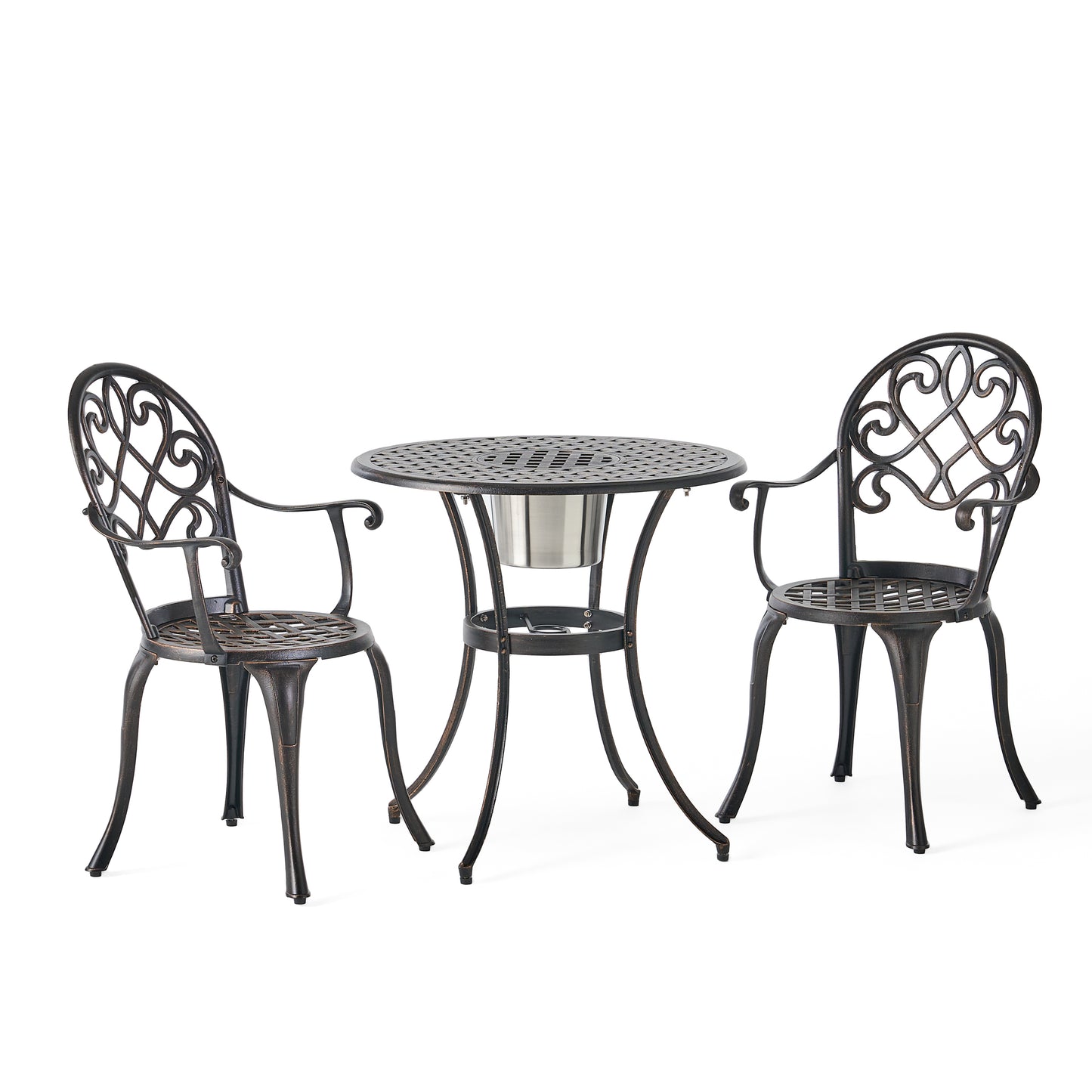 CAMDEN 3PC CAST BISTRO SET W ICE BUCKET image 2