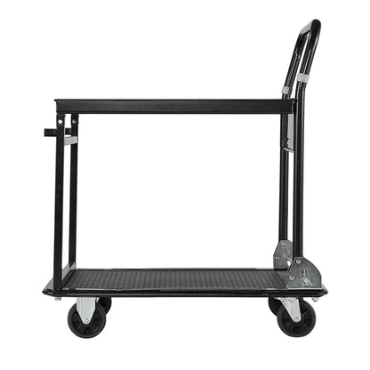 Foldable Push Cart Dolly, 700 lbs, Heavy Duty Platform Hand Truck with Wheels, High-Strength Steel, 2 Tier Moving Flatbed Cart, for Warehouse, Garage, Workshop, Office, 28.7 x 18.5 x 32.3 in image 12