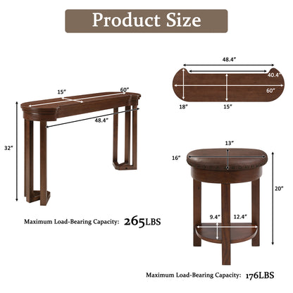 4 Piece Bar Table Set with3 PU Upholstered Bar Stools, Breakfast Table with 3 Padded Stools Solid Wood Counter Height Dining Table Set for Living Room, Dining Room. Cherry image 8