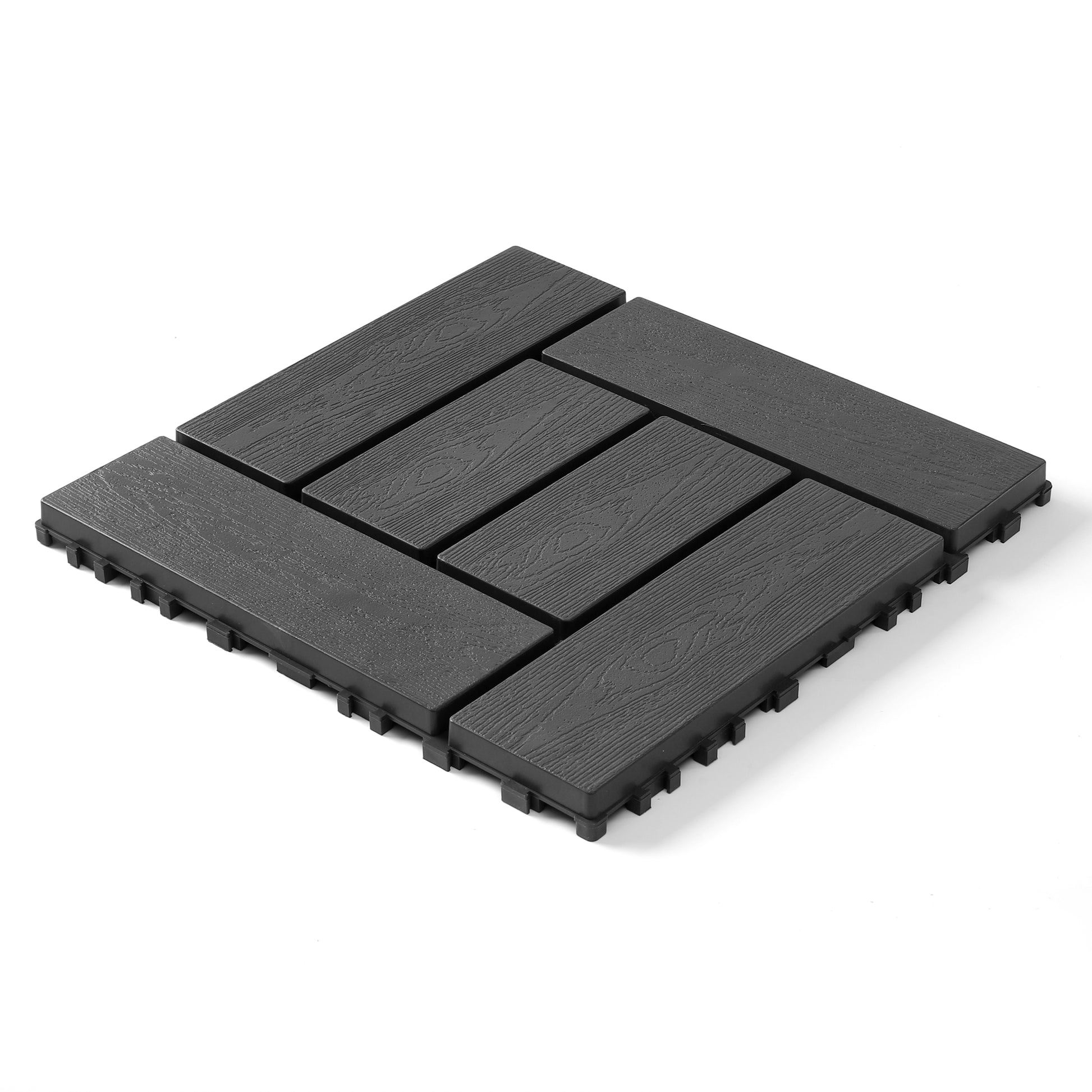 12-inch ZZ style interlocking deck tiles, DIY modular interlocking decking floor tiles, indoor and outdoor floor tiles, courtyard floor tiles that easy to install quickly,44 pieces dark gray image 1