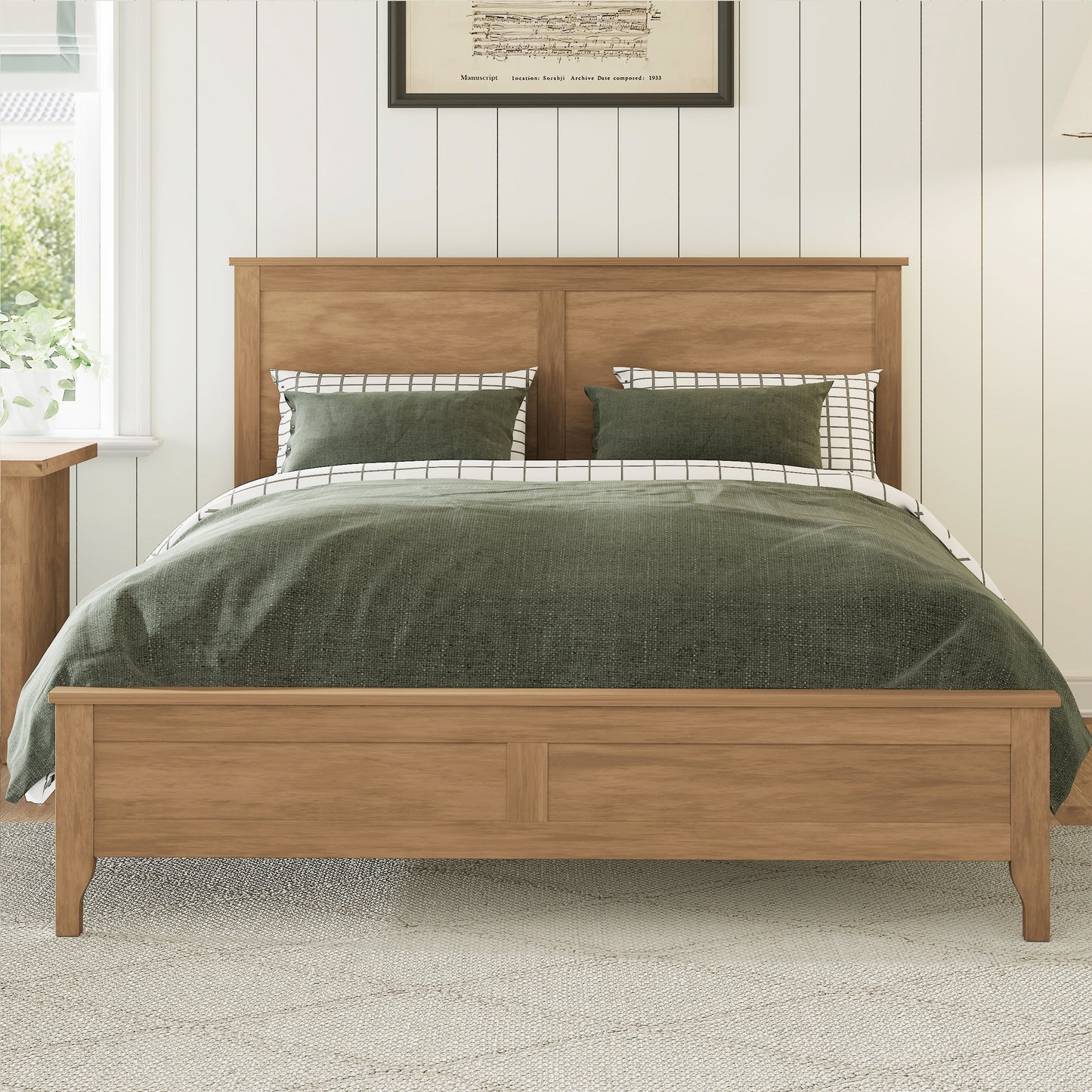 Modern Solid Wood Queen Size Platform Bed with Sturdy Wooden Slats Support,No Box Spring Needed, Seadrift(Old SKU:N701P301000N) image 1