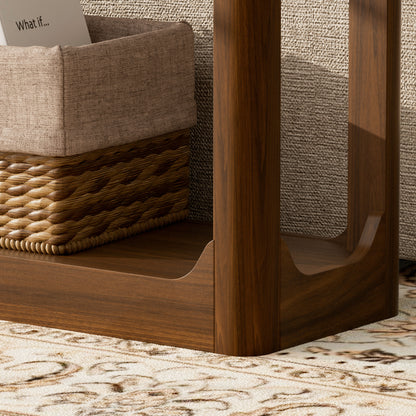 55.1-inch curved-leg storage table, ideal for entryways, slim wooden side table that can be placed behind a sofa, perfect for entryways, hallways, and doorways. Walnut,55.1"L*11.8"W*31.1"H image 12