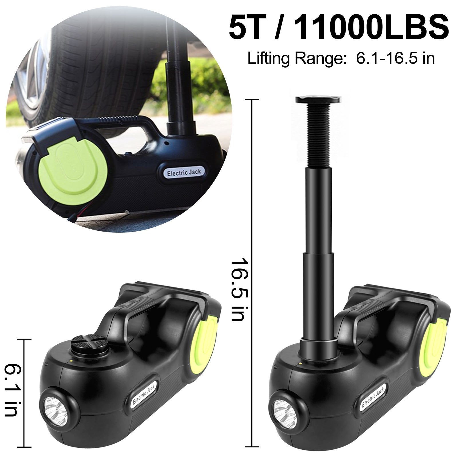 Electric Car Jack 5 Ton Car Jack Hydraulic, Electric Floor Jack with Electric Impact Wrench, LED Light Hydraulic Jack Car Repair Tool, 135-360 mm Lifting Range for SUV MPV Sedan Truck Repair image 5