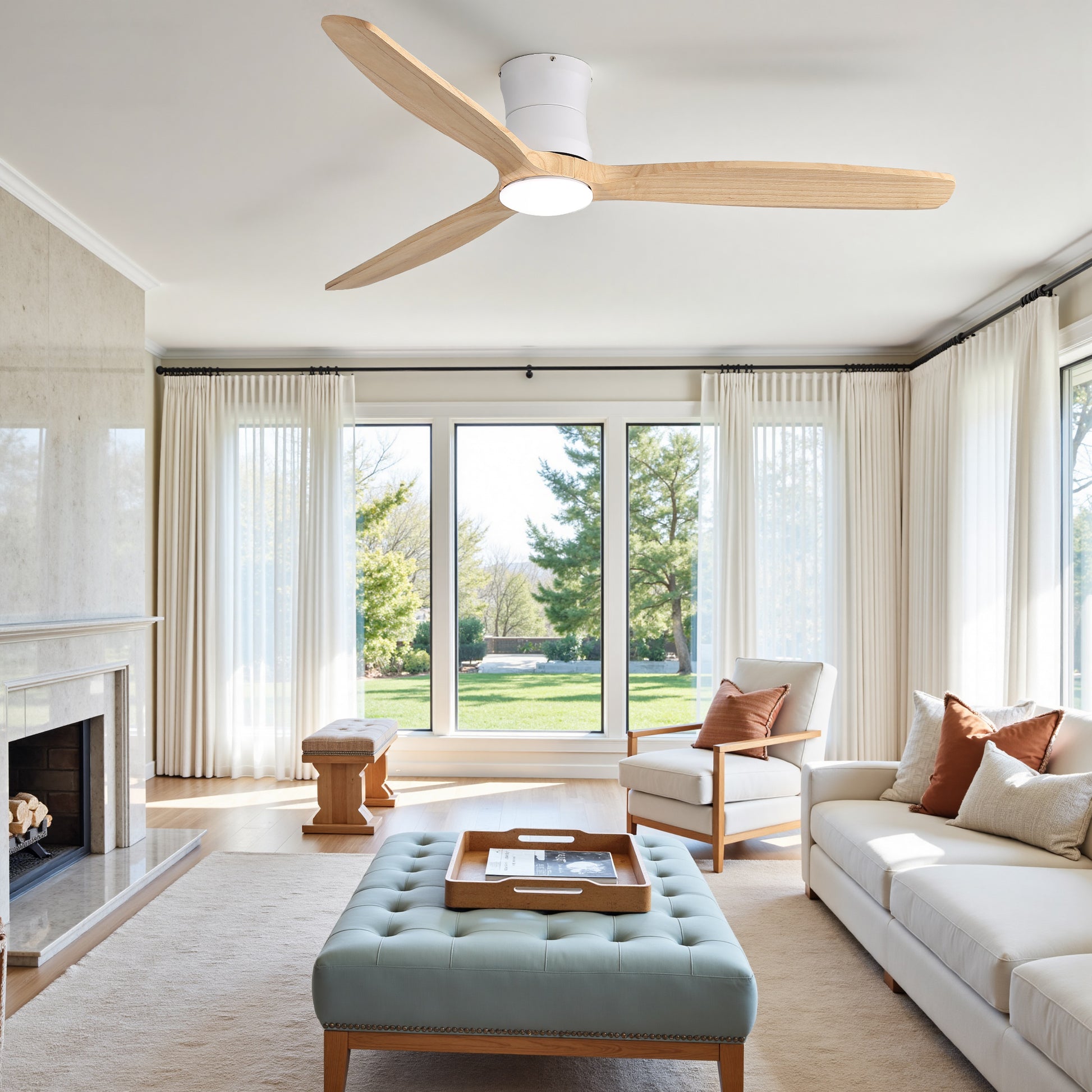52-inch ceiling fan with light, DC reversible motor, timer (1/4/8 hours),Light with memory function image 2