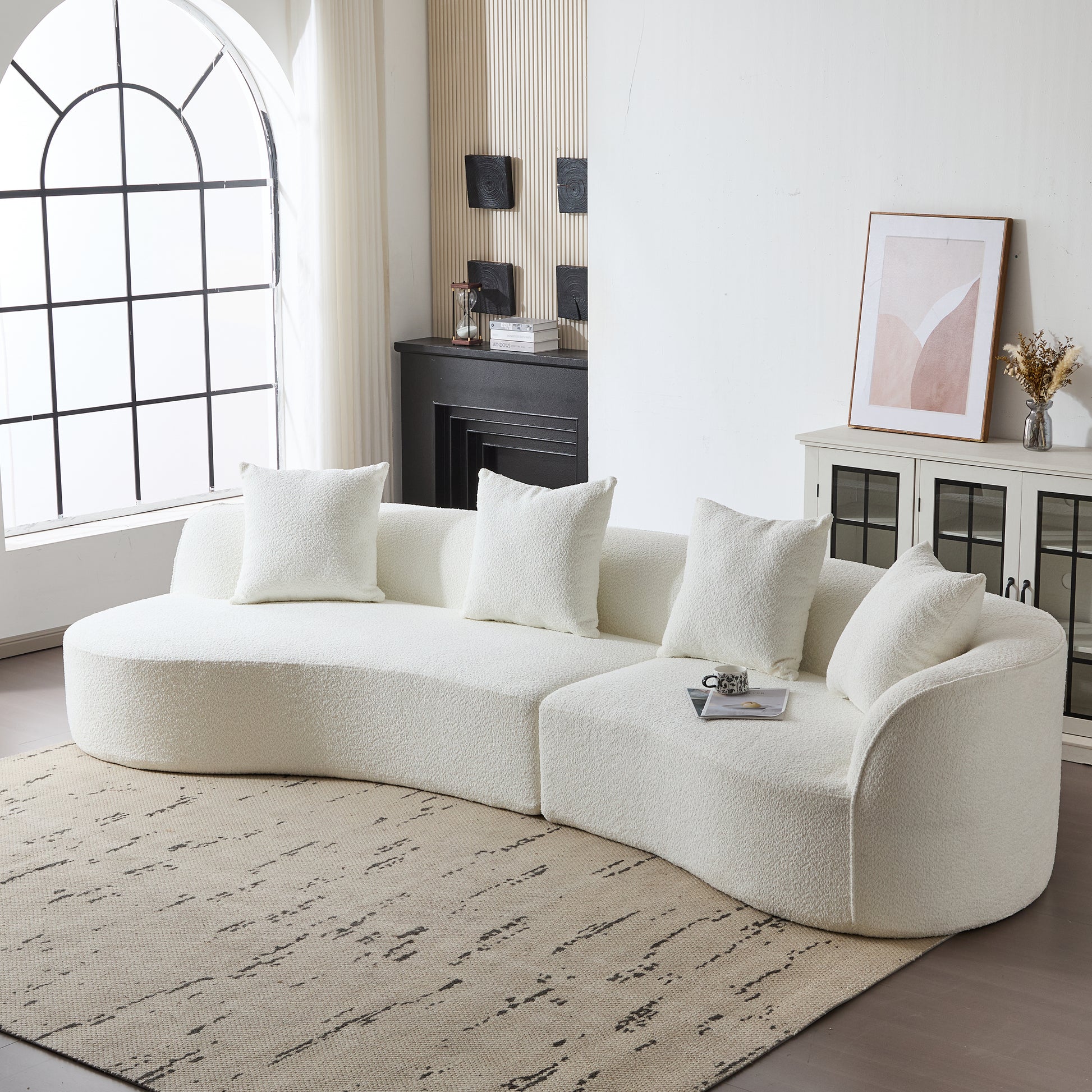 126"Curved Sectional Sofa (Beige-D28 Full Foam) image 2