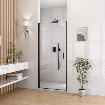 24" W x 72" H Semi-Frameless Circular Pivot Shower Door in Matte Black With 1/4" (6mm) Thick SGCC Tempered Glass image 2