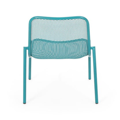 Kincaid Outdoor 3-Piece Conversation Set with IRON Frame - 2 Mesh Chairs & 1 Side Table, Matte Teal Finish image 10