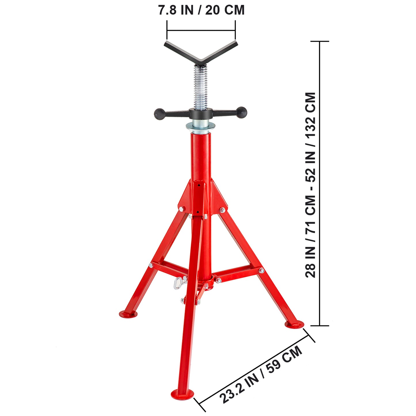 V Head Pipe Stand Adjustable Height 28-52 Inch, Pipe Jack Stands 2500 LB. Capacity,Folding Portable Pipe Stands 1/2 to 12 Inch Pipe Supporting,Steel Jack Stands image 4
