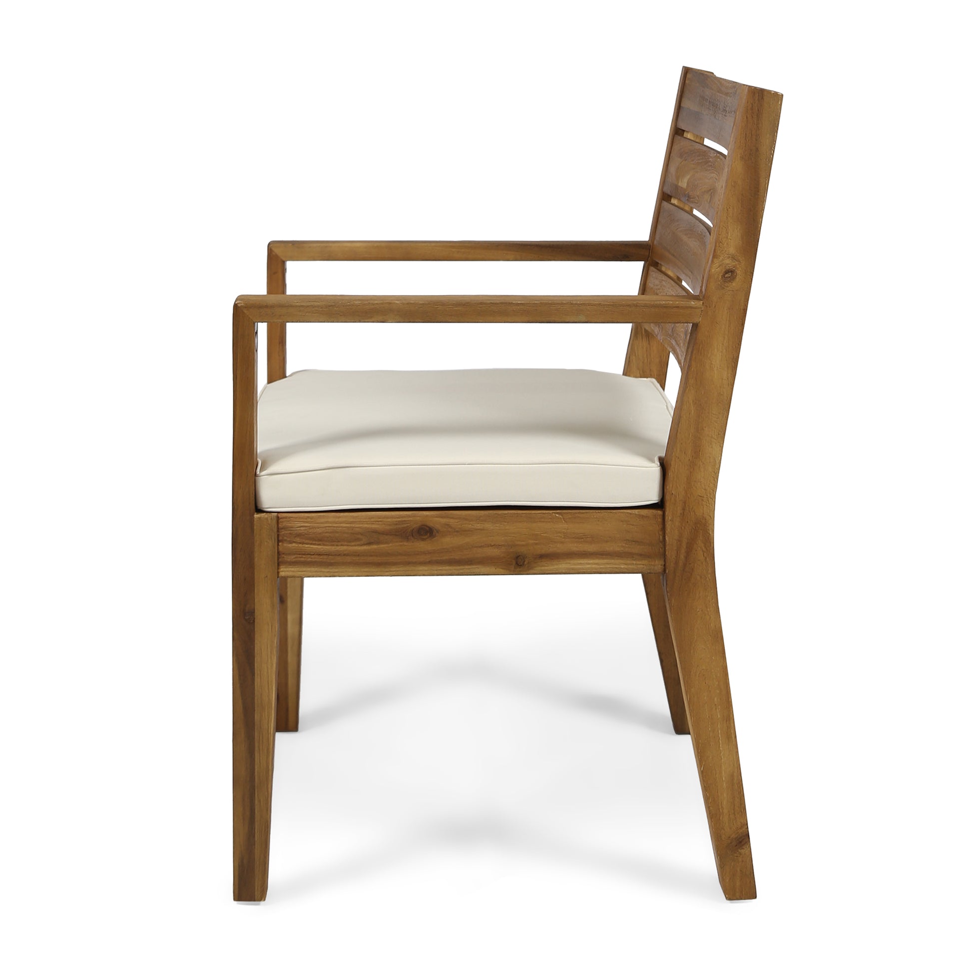 Outdoor Dining Chair Set of 2,Sandblast Natural Stained With Beige Cushion image 9