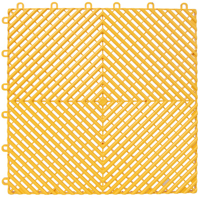 25pcs Plastic Garage Floor Mats,15.6"x15.6" Size,Non-Slip Interlocking Plastic Garage Floor Mat,Splicing Drainage Floor Tile and Shower Mat, for Garage, Garden, Kitchen & Outdoor, Yellow image 2