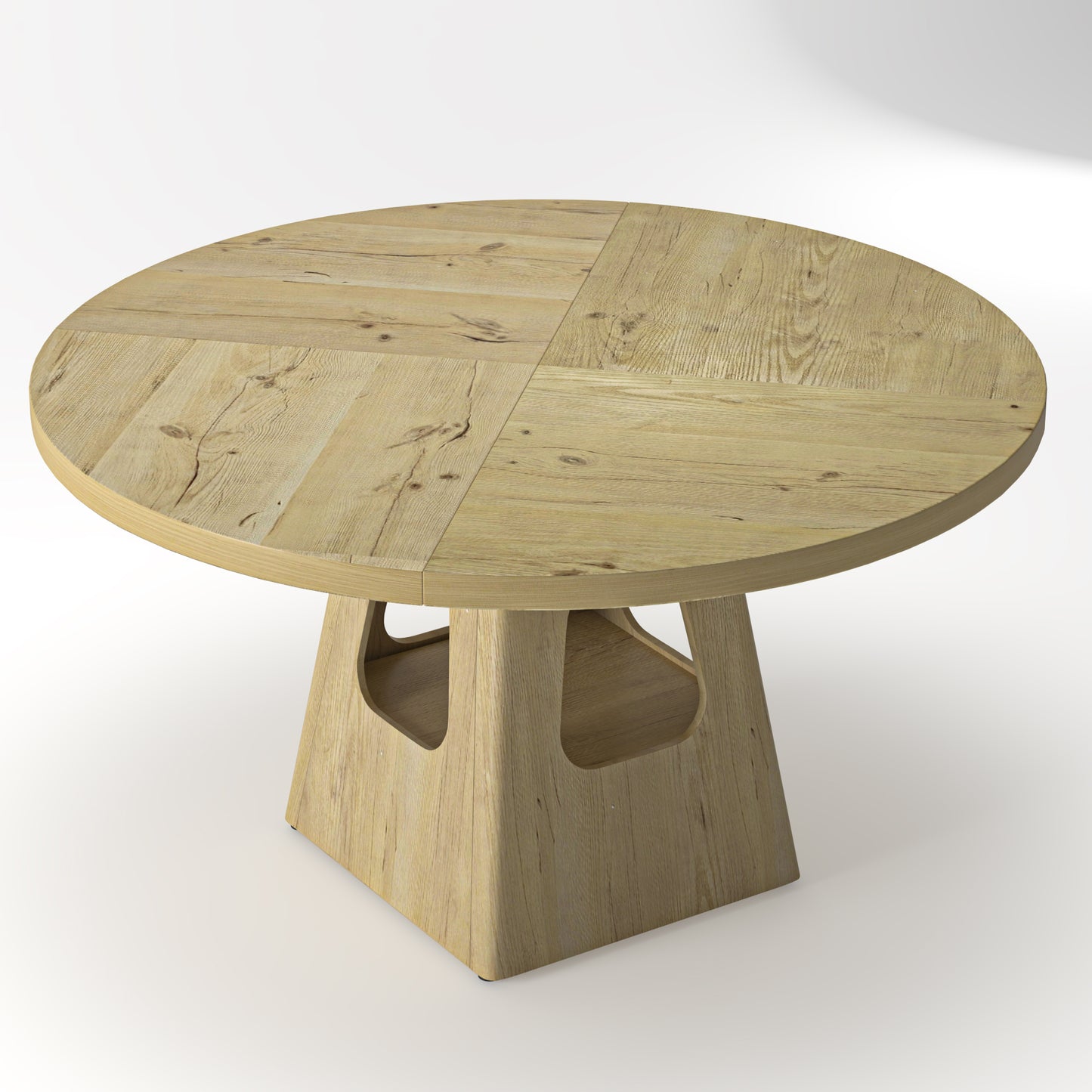 Round Dining Table for 4-6,47 Inch Round Dinner Table with Wooden Tabletop and Storage Base,Farmhouse Dining Table,Wood Kitchen Table for Dining Room,Kitchen, Living Room,Natural(Table Only) image 12