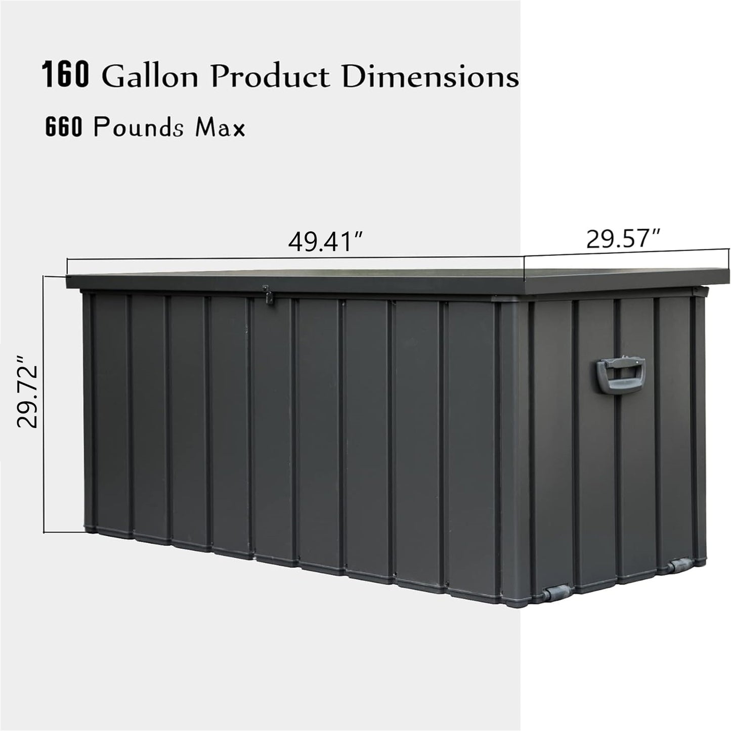 160 Gallon Outdoor Storage Deck Box Waterproof, Large Patio Storage Bin for Outside Cushions, Throw Pillows, Garden Tools, Lockable (Dark Gray) image 6