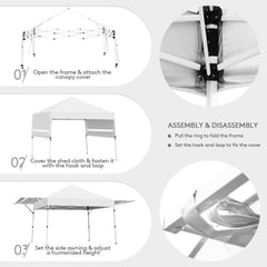 17 x 10 Feet Foldable Pop Up Canopy with Adjustable Dual Awnings