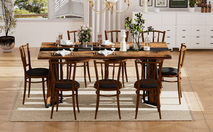 70.9"Rectangular Large Dining Table, Waterproof Large Desk for 8 People, Deluxe Family Dining Table with Adjustable Legs for Kitchen,Living Room,Office, Rustic Brown,70.9''W x 35.4''D x 30.3''H image 5
