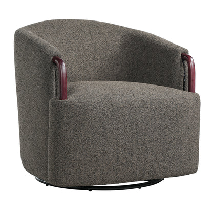 30" Modern Boucle Swivel Barrel Chair with Solid Wood Accents, Soft Durable Upholstery & 360° Swivel Base, Ideal for Living Room, Bedroom, or Office image 5