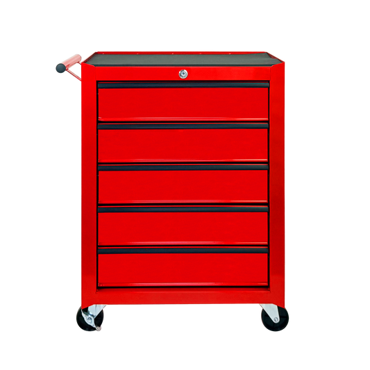 Rolling Metal Tool Chest with 5 Drawers, 20" 5-Drawer Tool Chest Cabinet with Ball Bearing Drawer Slides, Steel Tool Storage Box Organizer-RED image 1