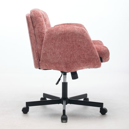 Modern Chenille Swivel Office Chair, Height Adjustable Task Chair with Convertible Multi-Position Armrests, Comfy Double Cushioned Desk Chair for Home, Study,Vanity & Living Room, Blush Pink,SW5028PK image 5
