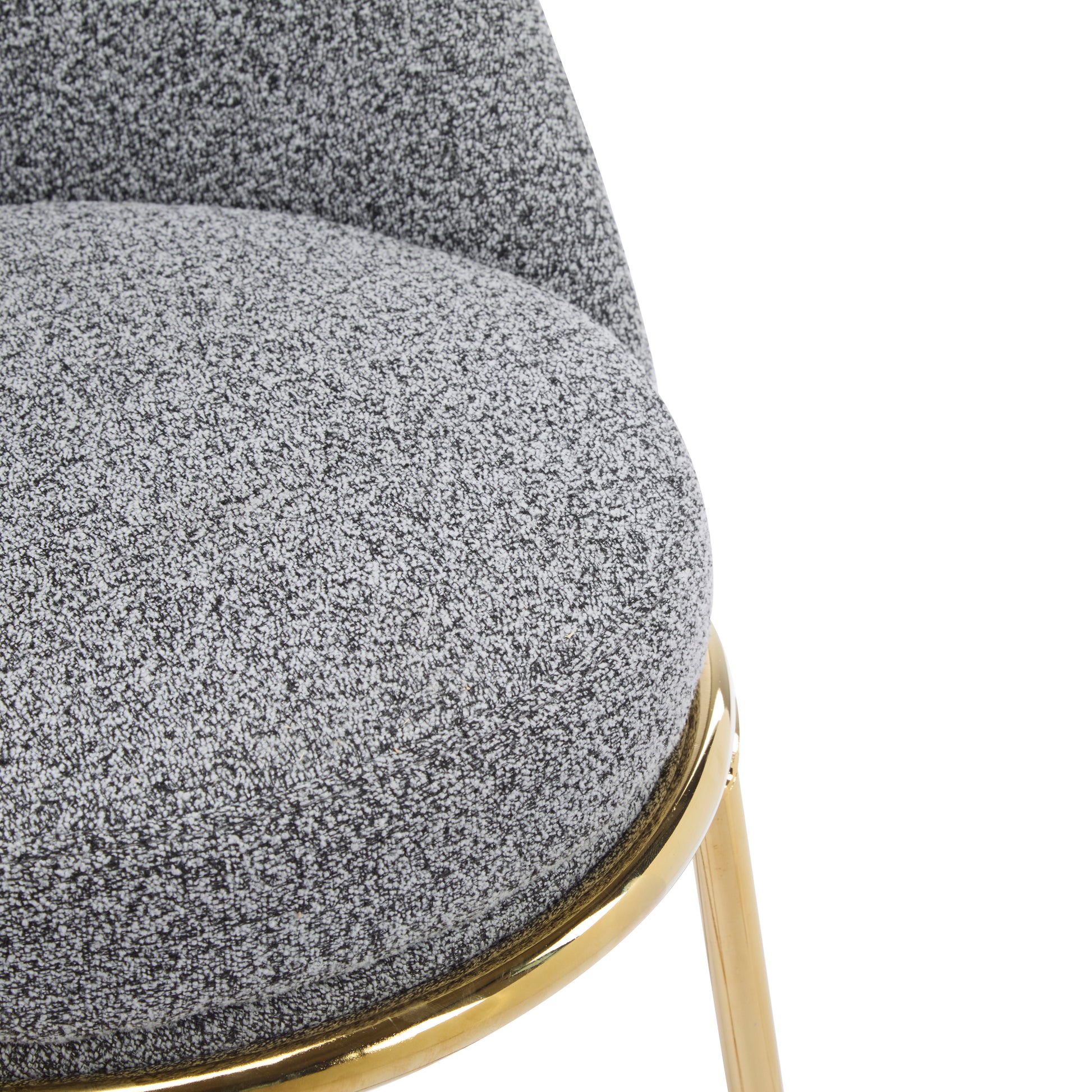 Celano Indoor Metal Upholstered Barstool, Gold-Plated Frame and Mixed Gray Upholstery, Set of 2 image 12