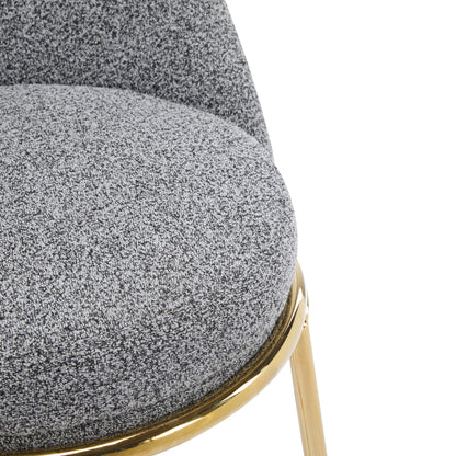 Celano Indoor Metal Upholstered Barstool, Gold-Plated Frame and Mixed Gray Upholstery, Set of 2 image 12