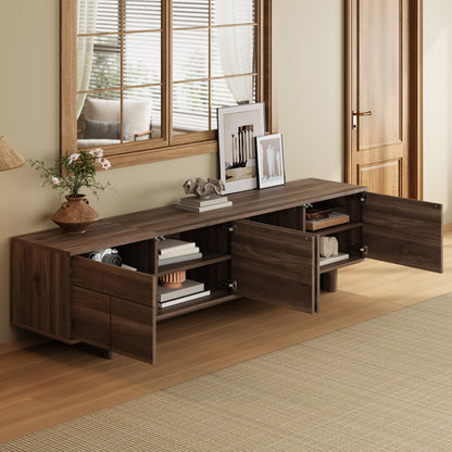 78 inch Modern TV Stand for TVs up to 85", Entertainment Center with with Solid Wood Legs, Cable Management, Push-Openers, Soft-Closing Hinges & Adjustable Shelves for Living Room image 2