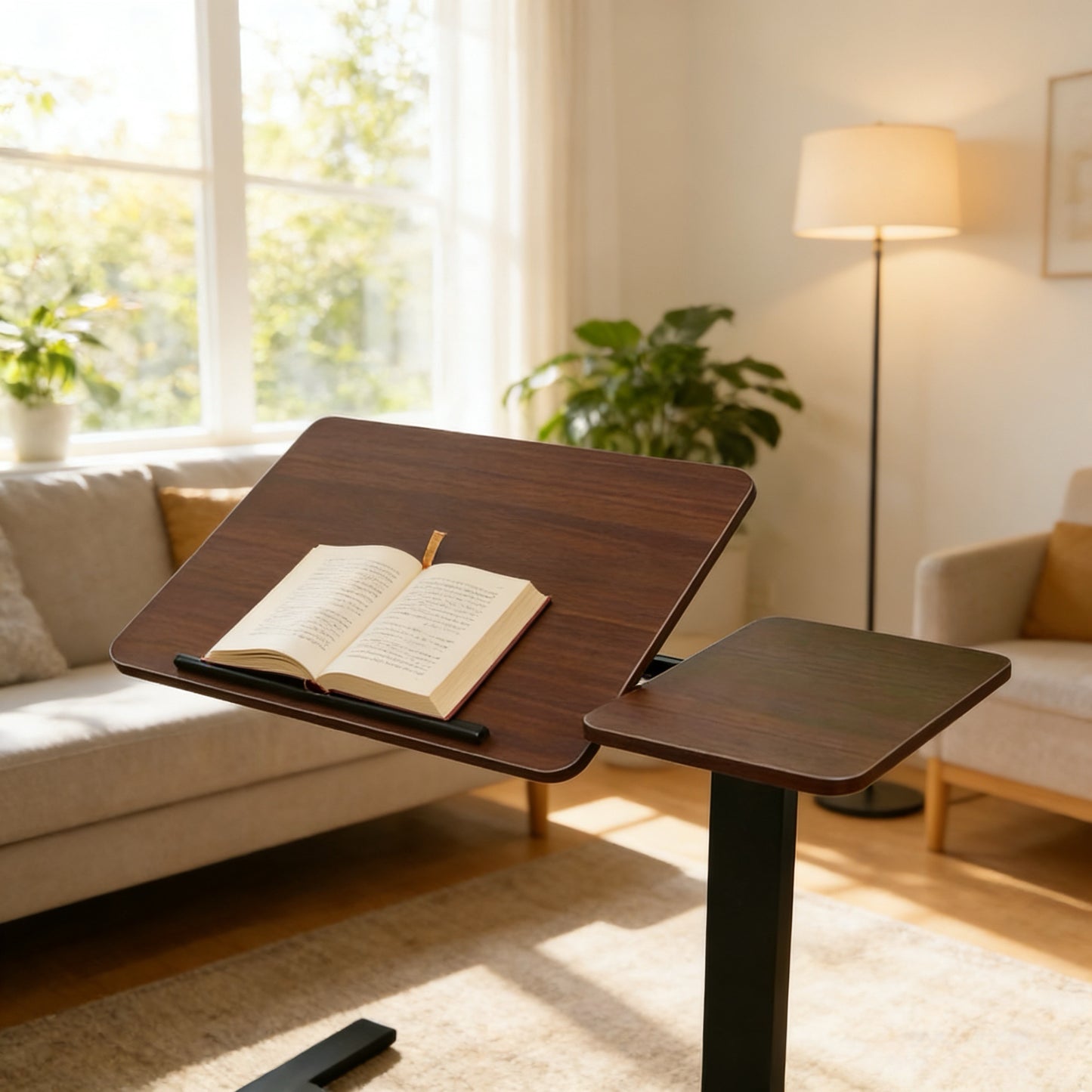 Mobile Adiustable Standing Desk, Walnut Color image 8