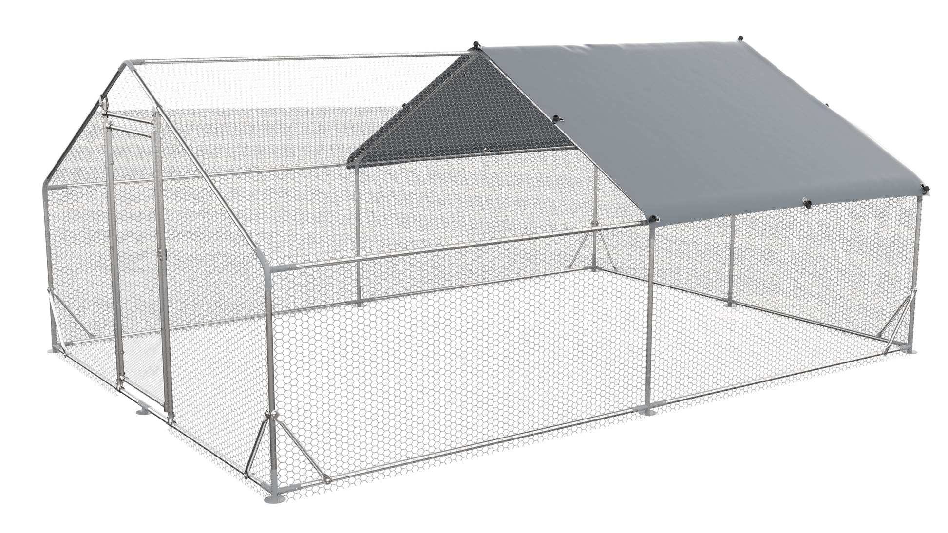 Large Metal Chicken Coop Walk-in Poultry Cage Hen Run House Rabbits Habitat Cage Spire Shaped Coop with Waterproof and Anti-Ultraviolet Cover (13.1' L x 9.8' W x 6.4' H) image 7