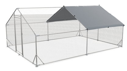 Large Metal Chicken Coop Walk-in Poultry Cage Hen Run House Rabbits Habitat Cage Spire Shaped Coop with Waterproof and Anti-Ultraviolet Cover (13.1' L x 9.8' W x 6.4' H) image 7