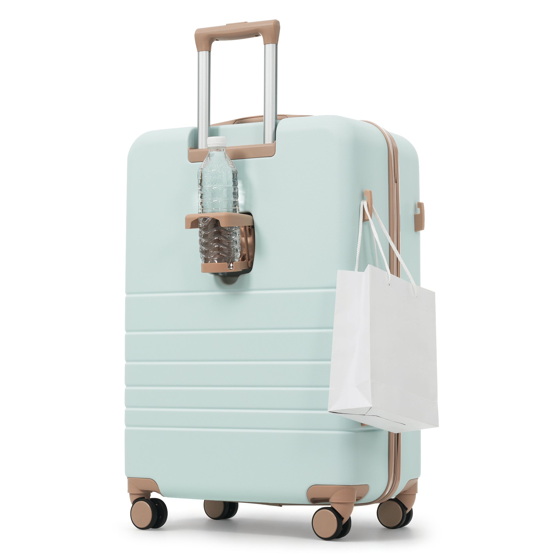4-Piece Luggage Set with USB Charging Ports - 20in Carry-On (Front-Opening for Laptop) 28in Checked Suitcase with TSA Lock Travel Duffel Bag Wet-Dry Toiletry Bag, grey green image 8