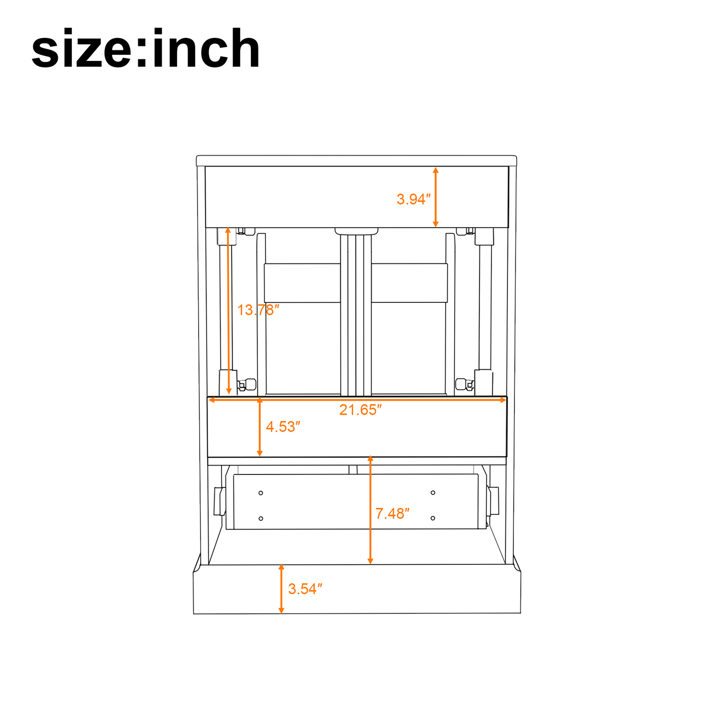 24"Bathroom Vanity with Sink, MDF Cabinet with Solid Wood Frame, 1 Divided Drawer and 2 Soft Close Doors with Double Shelf on the Door, Freestanding Vanity image 10