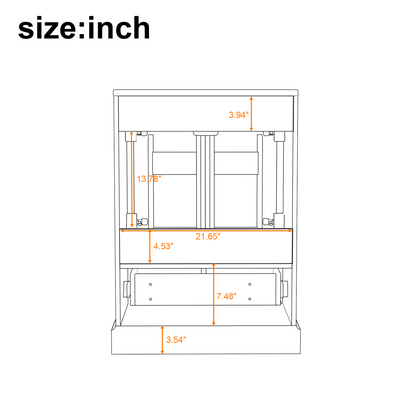 24"Bathroom Vanity with Sink, MDF Cabinet with Solid Wood Frame, 1 Divided Drawer and 2 Soft Close Doors with Double Shelf on the Door, Freestanding Vanity image 10