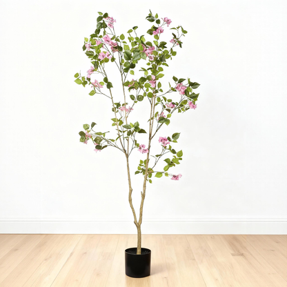 6FT Artificial Bougainvillea Tree with Black Plastic Pot, Realistic Fake Flowering Tree for Indoor Home Office Decor, Potted Faux Plant, 1pc/set image 4