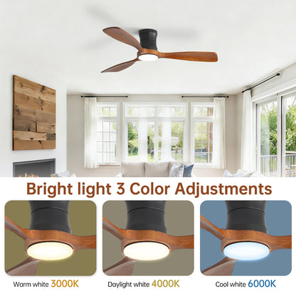 48-Inch Ceiling Fan with Light, Dimmable LED with Memory, Quiet DC Motor, 3F Wood Blades – for Bedroom, Living Room image 6