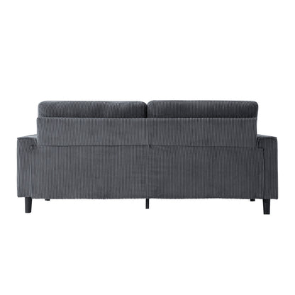 81.8"Corduroy Loveseat Sofa, 2-Seater Couch with Sturdy Iron & Wood Frame, Comfy Upholstered Sofa with Square Armrests for Living Room, Apartment image 7