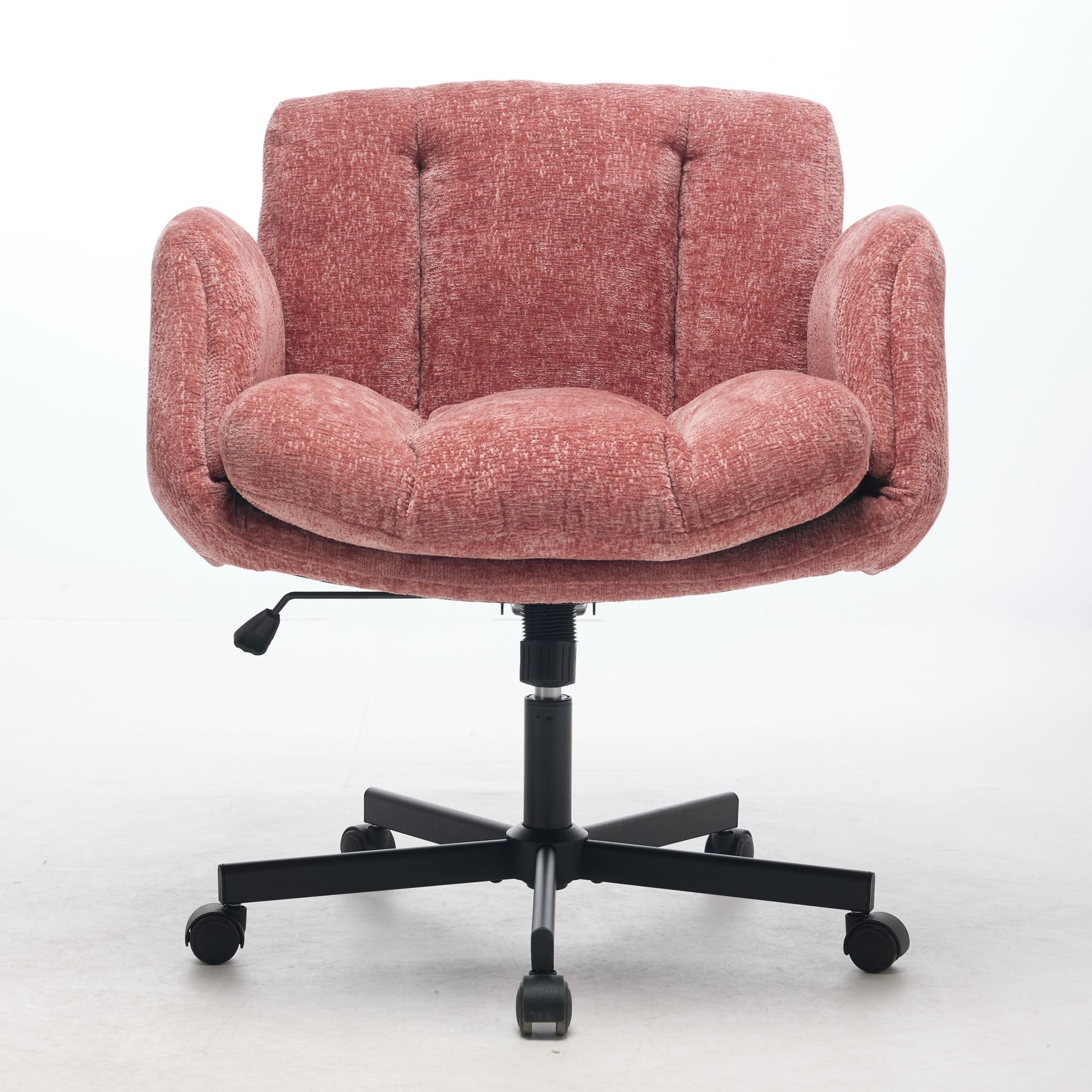 Modern Chenille Swivel Office Chair, Height Adjustable Task Chair with Convertible Multi-Position Armrests, Comfy Double Cushioned Desk Chair for Home, Study,Vanity & Living Room, Blush Pink,SW5028PK image 2