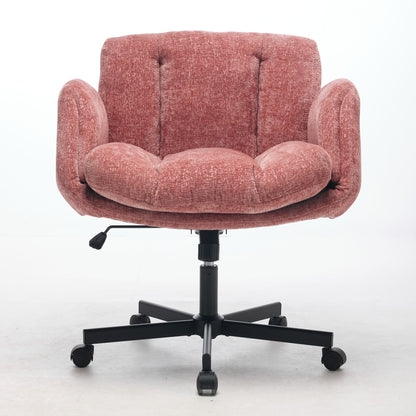 Modern Chenille Swivel Office Chair, Height Adjustable Task Chair with Convertible Multi-Position Armrests, Comfy Double Cushioned Desk Chair for Home, Study,Vanity & Living Room, Blush Pink,SW5028PK image 2