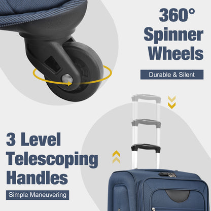 Softside Luggage Expandable 3 Piece Set Suitcase with Duffel Bag Upright Spinner Softshell Lightweight Luggage Travel Set-22/26/30 IN image 7