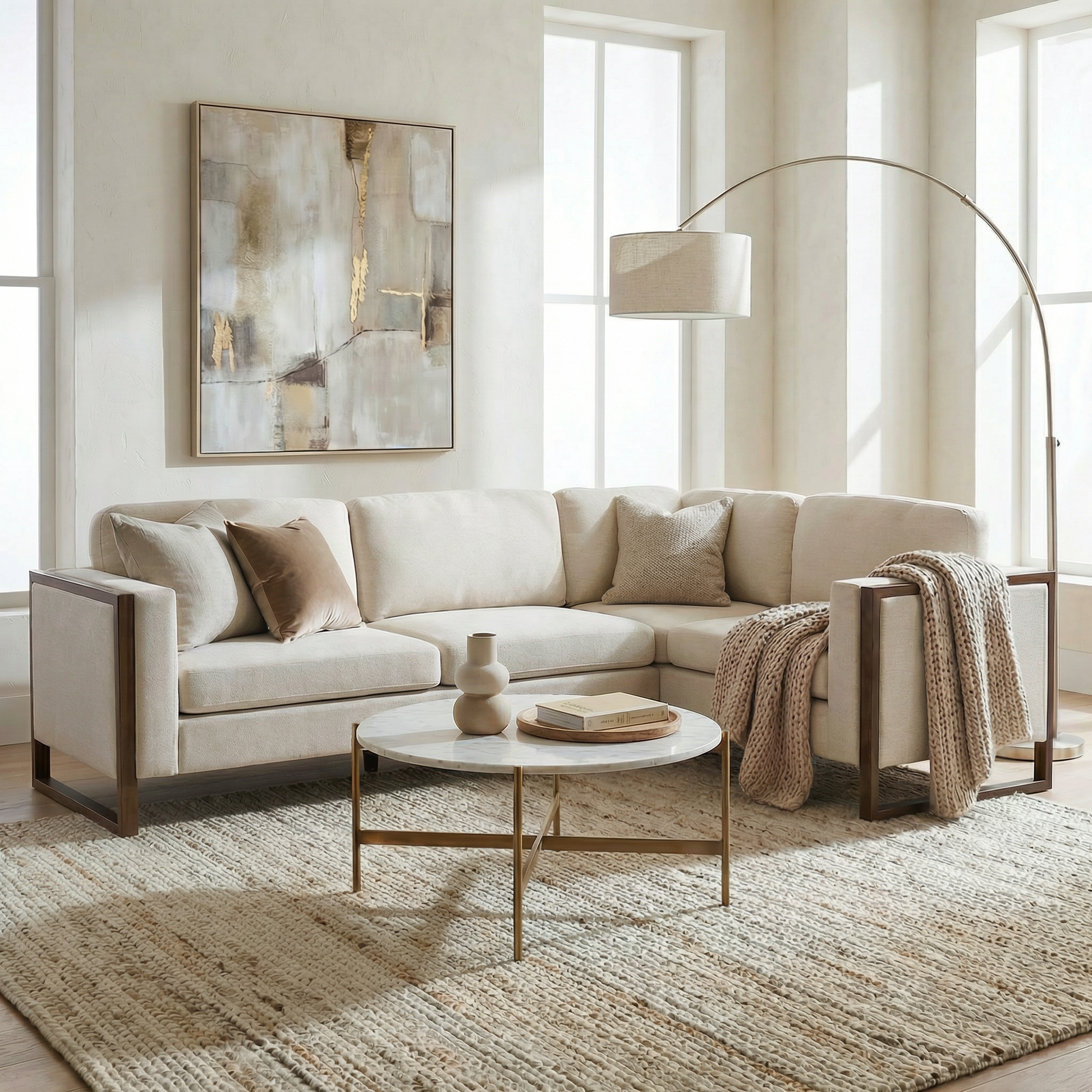 Otis 104 in. Square Arm 2-piece L Shaped Sectional Chenille Sofa,Living Rooms,Bedrooms,Apartment Office image 7