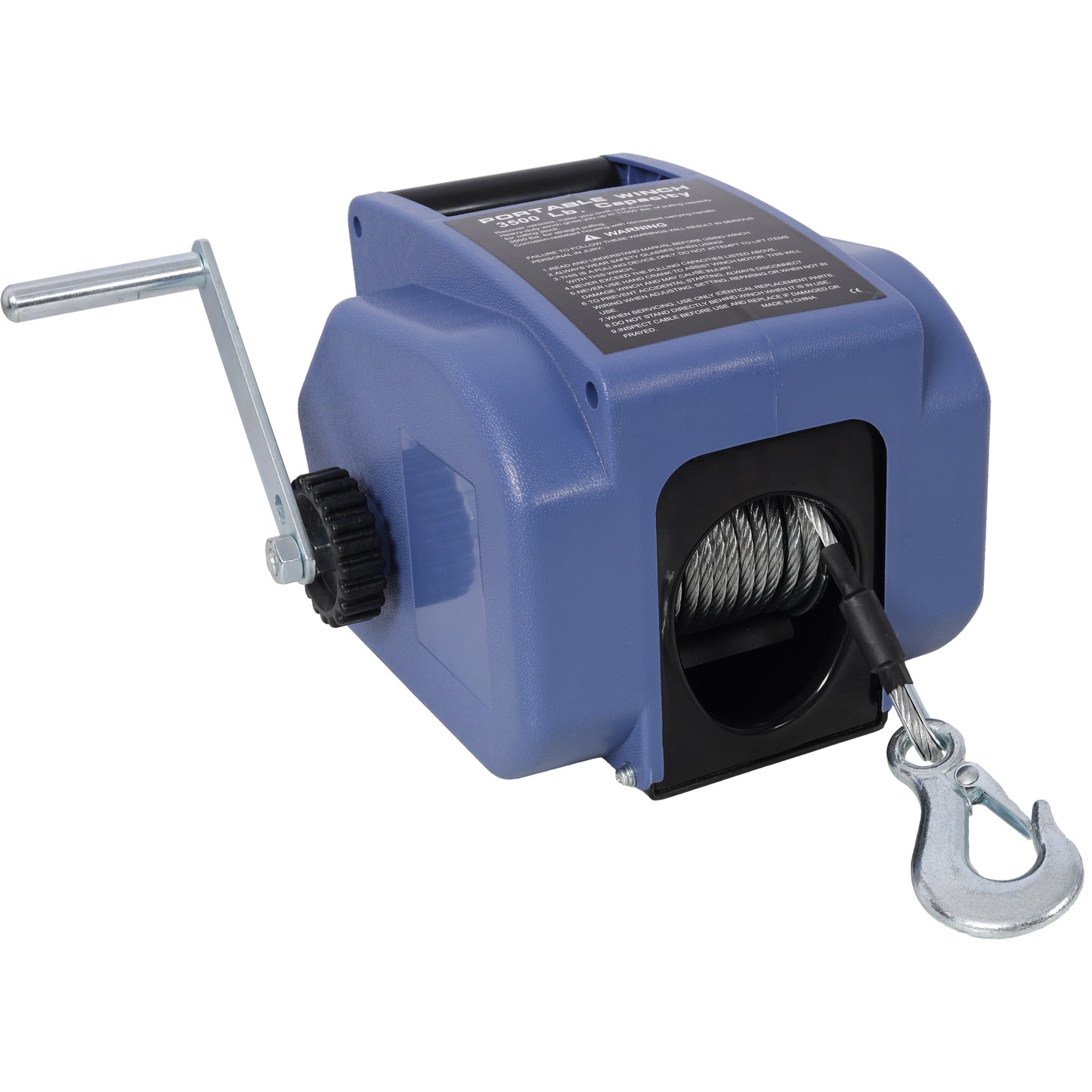 12v 2000lbs Trailer Winch,Reversible Electric Winch,for Boats up to 5000 lbs,Galvanized Wire Rope,with extra pulley hook, Rapid Mount, wirelss remote control,power in and power out.blue plastic casing image 4