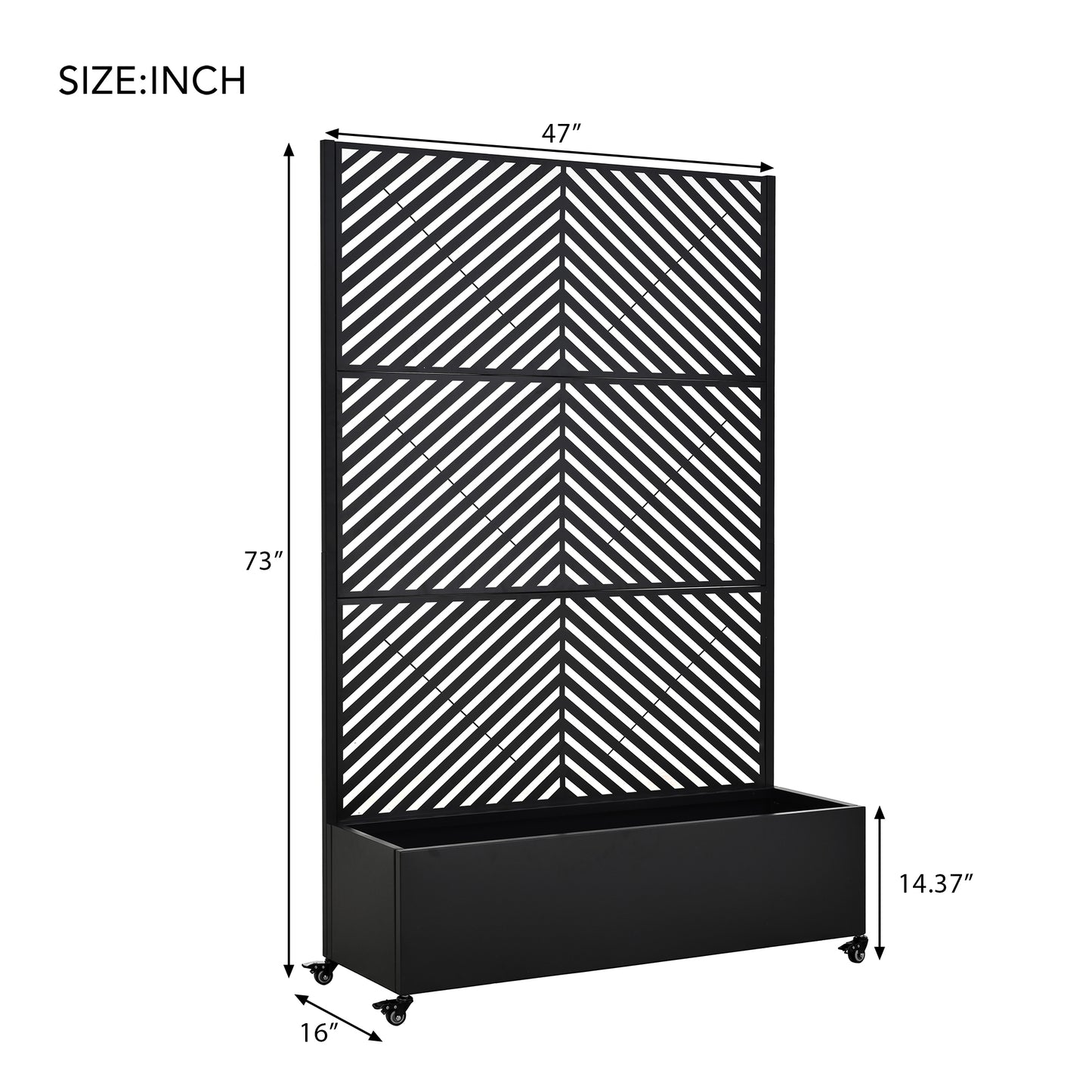 Metal Raised Garden Bed with Wheels and Trellis,73"x47"x16" Planter Box for Climbing Plants, Vegetables & Vines, Features Privacy Screen and Drainage Holes image 6