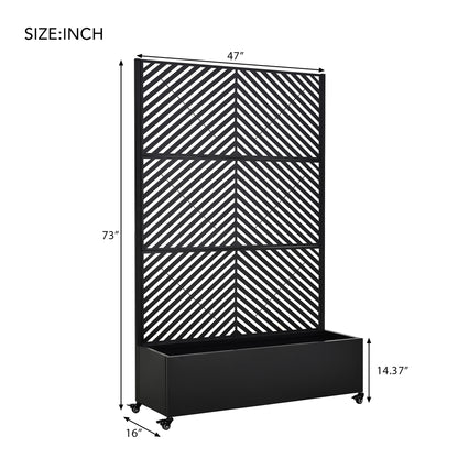 Metal Raised Garden Bed with Wheels and Trellis,73"x47"x16" Planter Box for Climbing Plants, Vegetables & Vines, Features Privacy Screen and Drainage Holes image 6